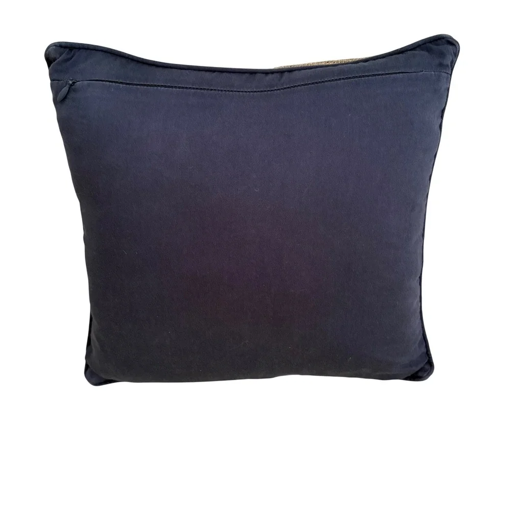 The Bombay Company Navy Blue Embroidered Boho Square Throw Pillow 12x12 India